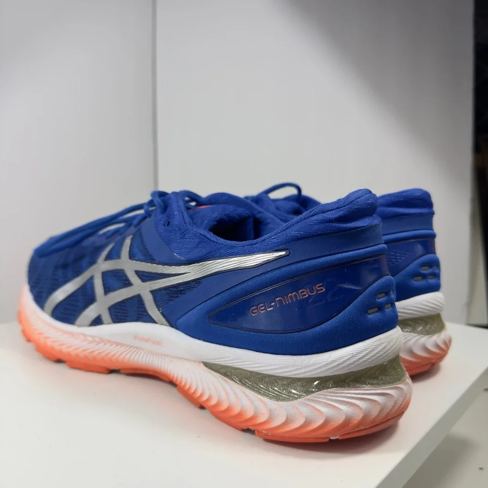 ASICS Gel-Nimbus 22 Men Size 14 Blue Silver Running Shoes 1011A680 Low Top